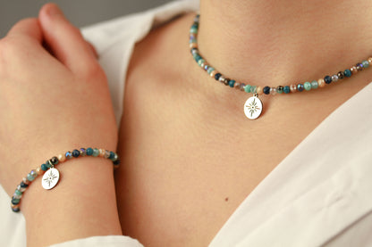 Blaues Perlen Schmuckset – Kette & Armband | Handgefertigt