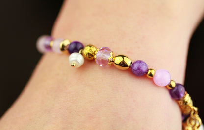 Amethyst Naturstein Armband – Handgefertigtes Perlenarmband
