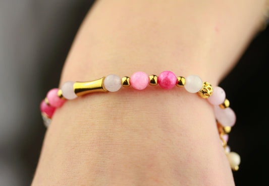 Rosenquarz Naturstein Armband – Handgefertigtes Perlenarmband