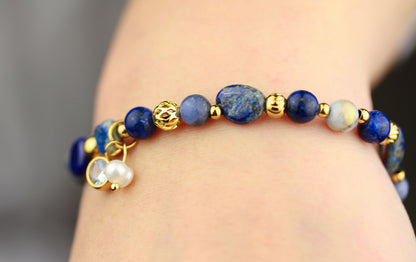 Lapislazuli Naturstein Armband – Handgefertigtes Perlenarmband