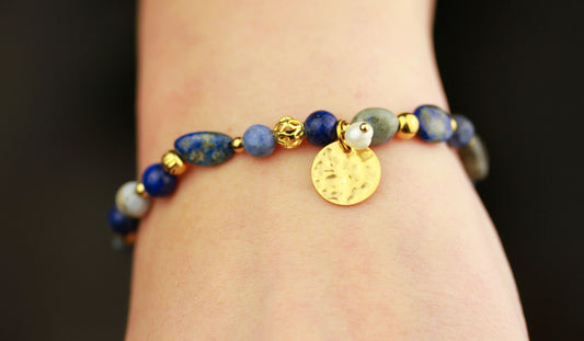 Lapislazuli Naturstein Armband – Handgefertigtes Perlenarmband