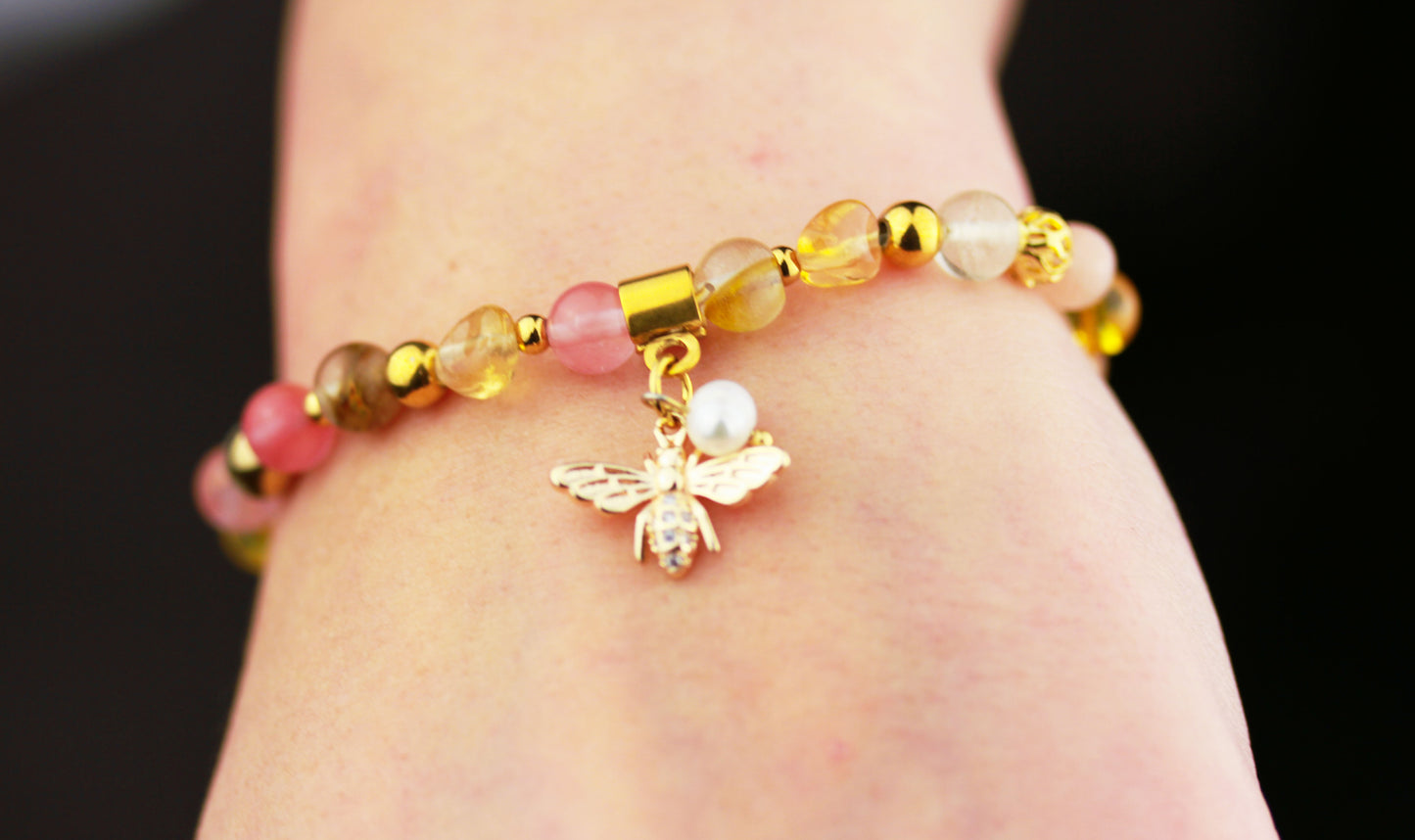 Citrin Naturstein Armband – Handgefertigtes Perlenarmband