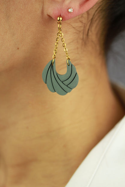 Polymer Clay Ohrringe mit Kette – Statement Hängeohrringe | Dewlight Kollektion
