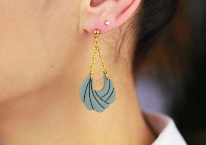 Polymer Clay Ohrringe mit Kette – Statement Hängeohrringe | Dewlight Kollektion