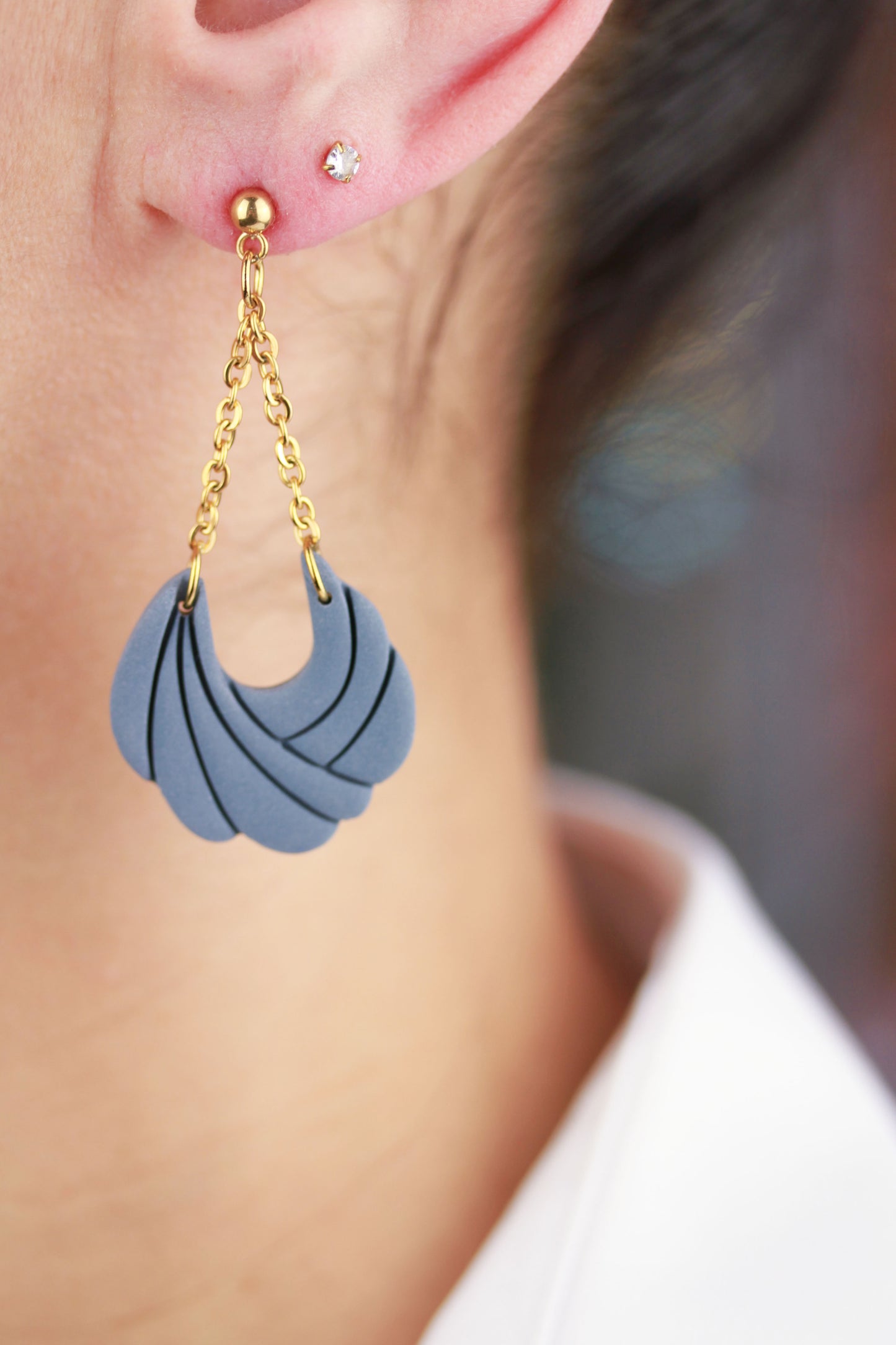 Polymer Clay Ohrringe mit Kette – Statement Hängeohrringe | Dewlight Kollektion