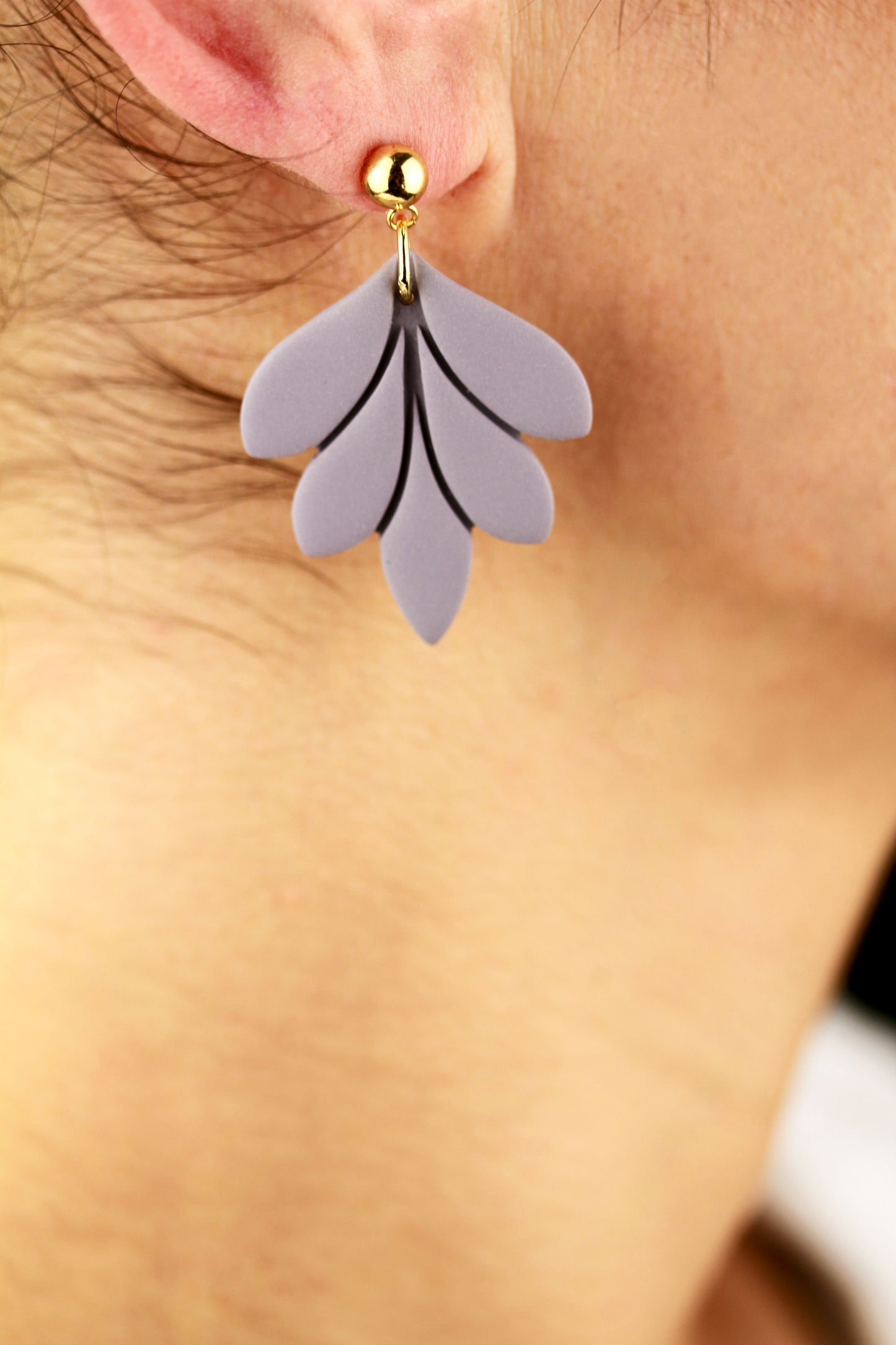 Große Blatt Polymer Clay Ohrringe – Kollektion Dewlight