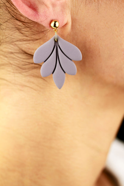 Große Blatt Polymer Clay Ohrringe – Kollektion Dewlight