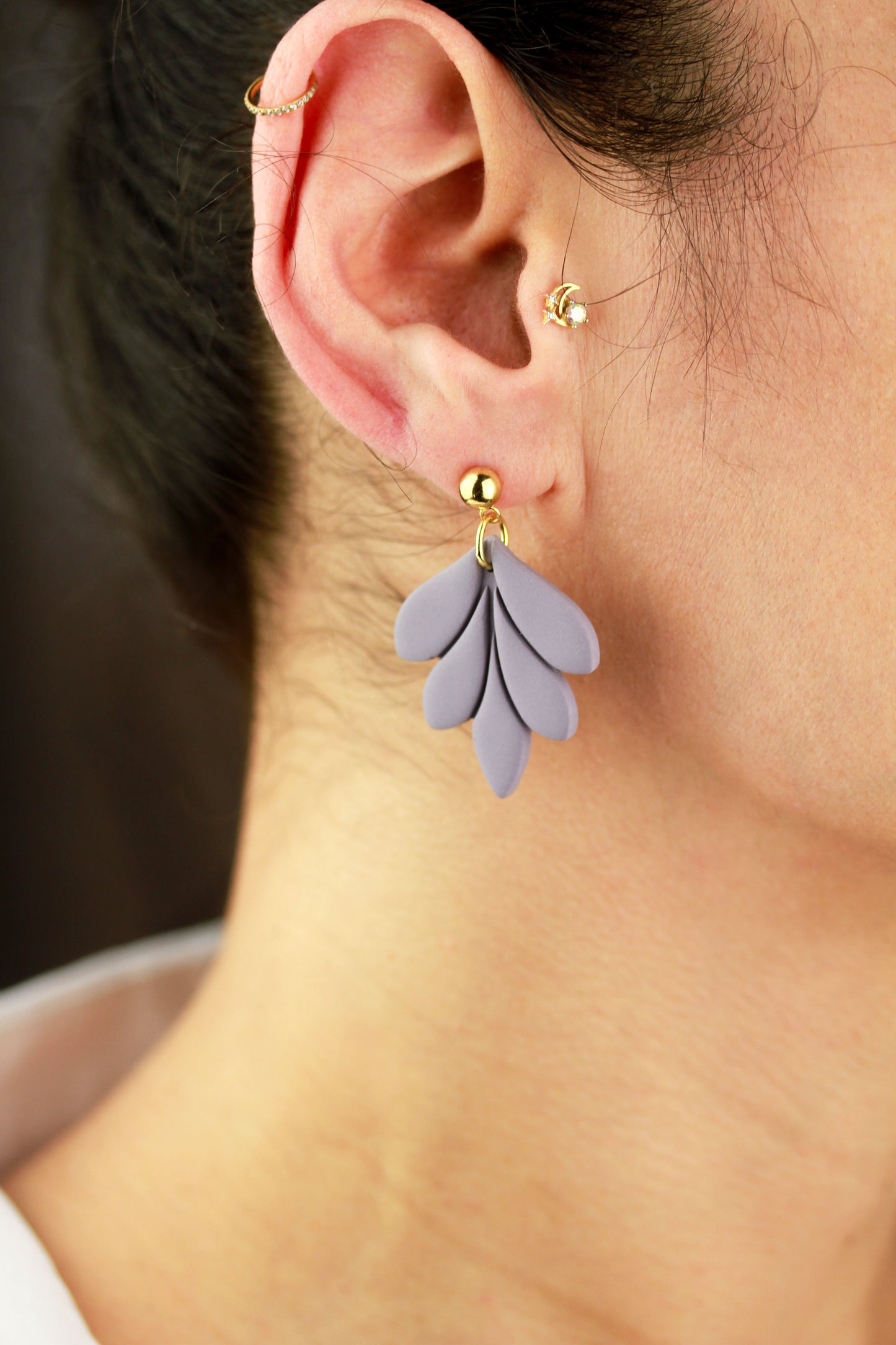 Große Blatt Polymer Clay Ohrringe – Kollektion Dewlight