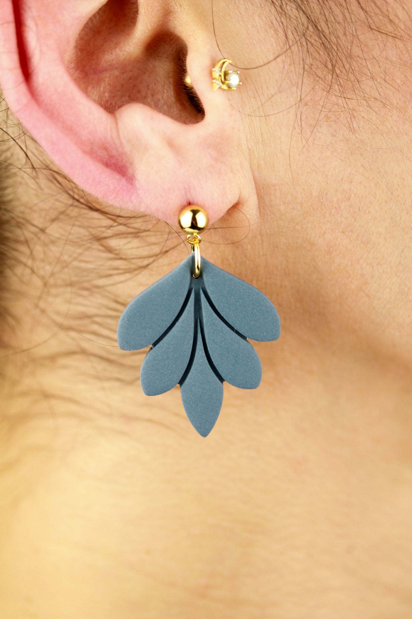 Große Blatt Polymer Clay Ohrringe – Kollektion Dewlight