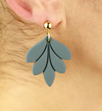 Große Blatt Polymer Clay Ohrringe – Kollektion Dewlight