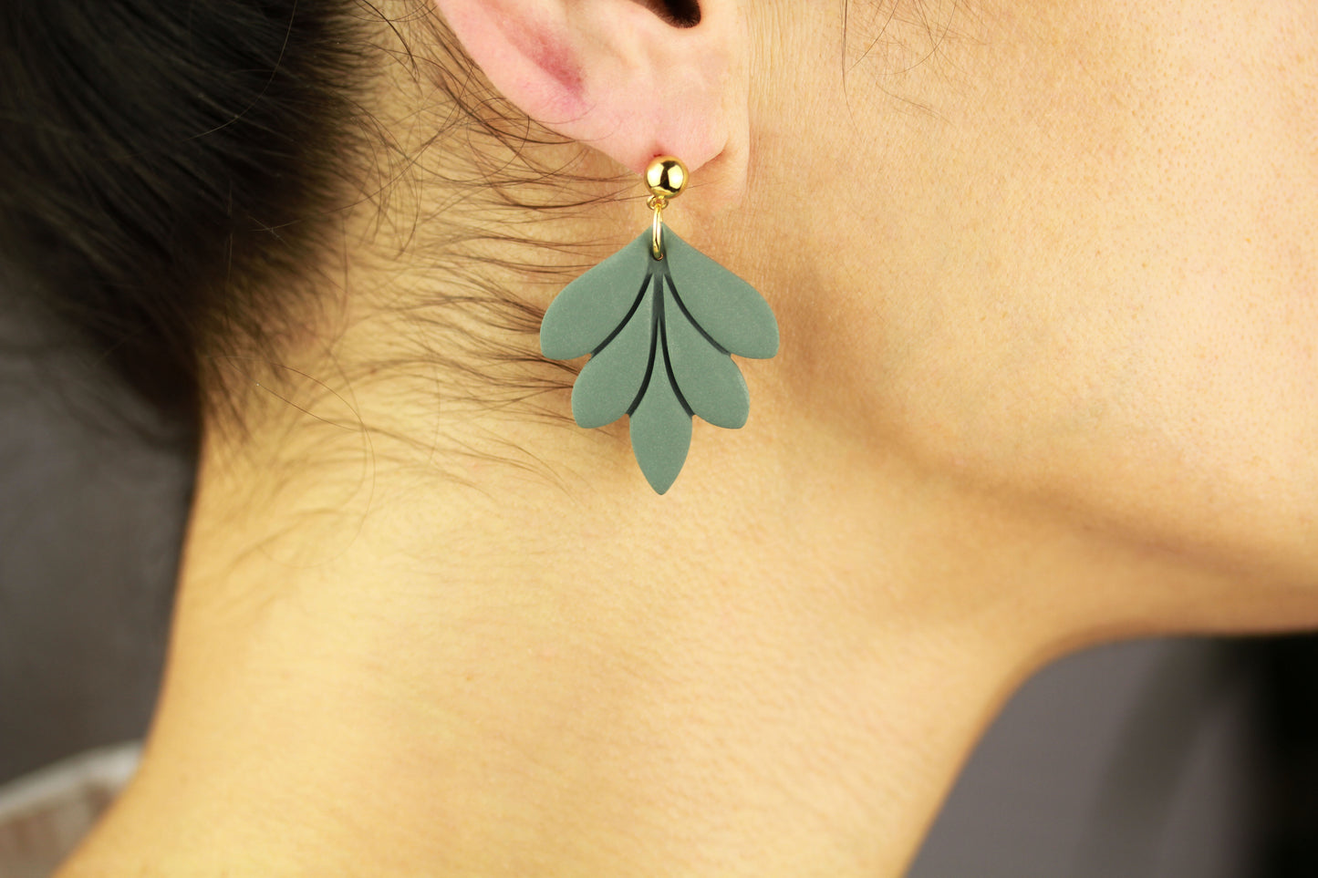 Große Blatt Polymer Clay Ohrringe – Kollektion Dewlight