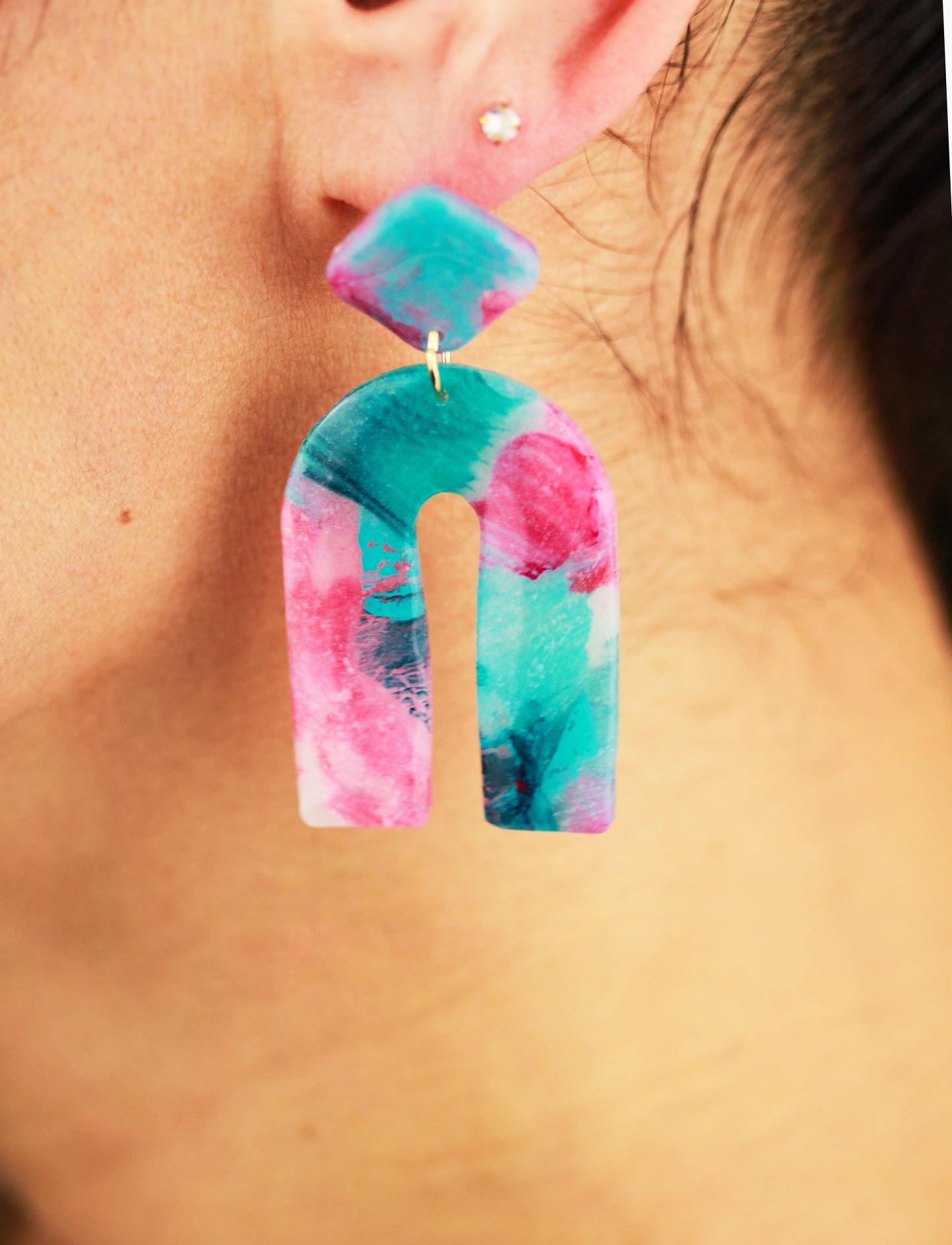 Sommer Ohrringe & Ohrstecker Set – Handgemachte bunte Polymer Clay Statement Pieces