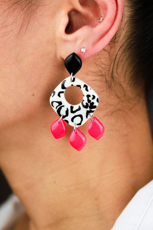 Leo Point Neon – Handgefertigte Statement Polymer Clay Ohrringe