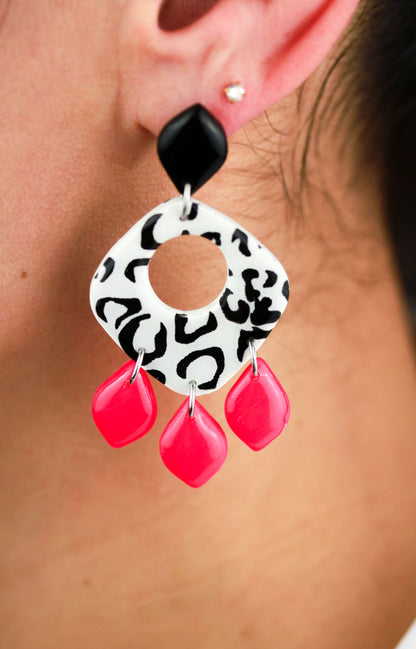 Leo Point Neon – Handgefertigte Statement Polymer Clay Ohrringe