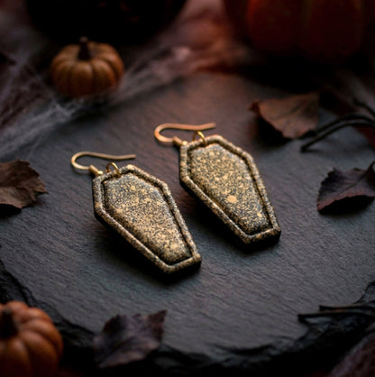 Sarg Ohrringe – Schwarze Polymer Clay Statement Ohrringe | Halloween Edition