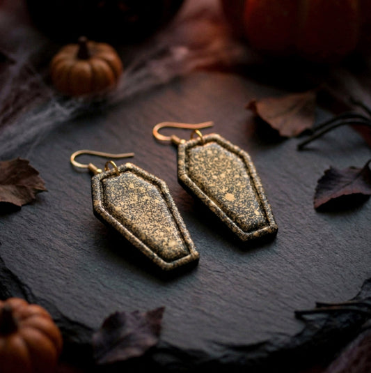 Sarg Ohrringe – Schwarze Polymer Clay Statement Ohrringe | Halloween Edition