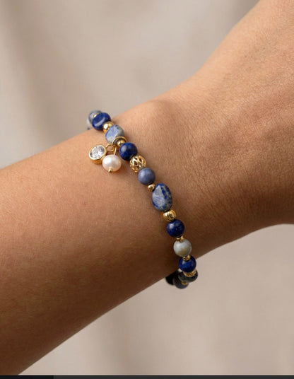 Lapislazuli · Sodalith Naturstein Armband – Handgefertigtes Perlenarmband
