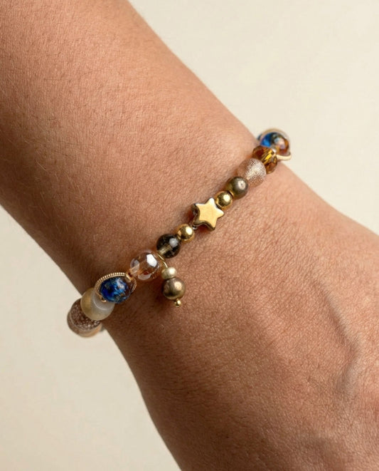 Goldenes Kristall & Glasperlen Armband – Hochwertiges Handgefertigtes Perlenarmband