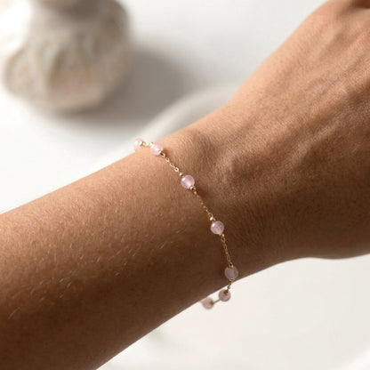 Rosenquarz Perlenarmband – Handgefertigter Edelstein-Schmuck