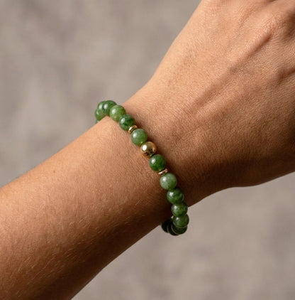 Grünes Jade Natursteinarmband – Handgefertigtes Perlenarmband