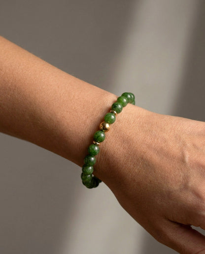 Grünes Jade Natursteinarmband – Handgefertigtes Perlenarmband
