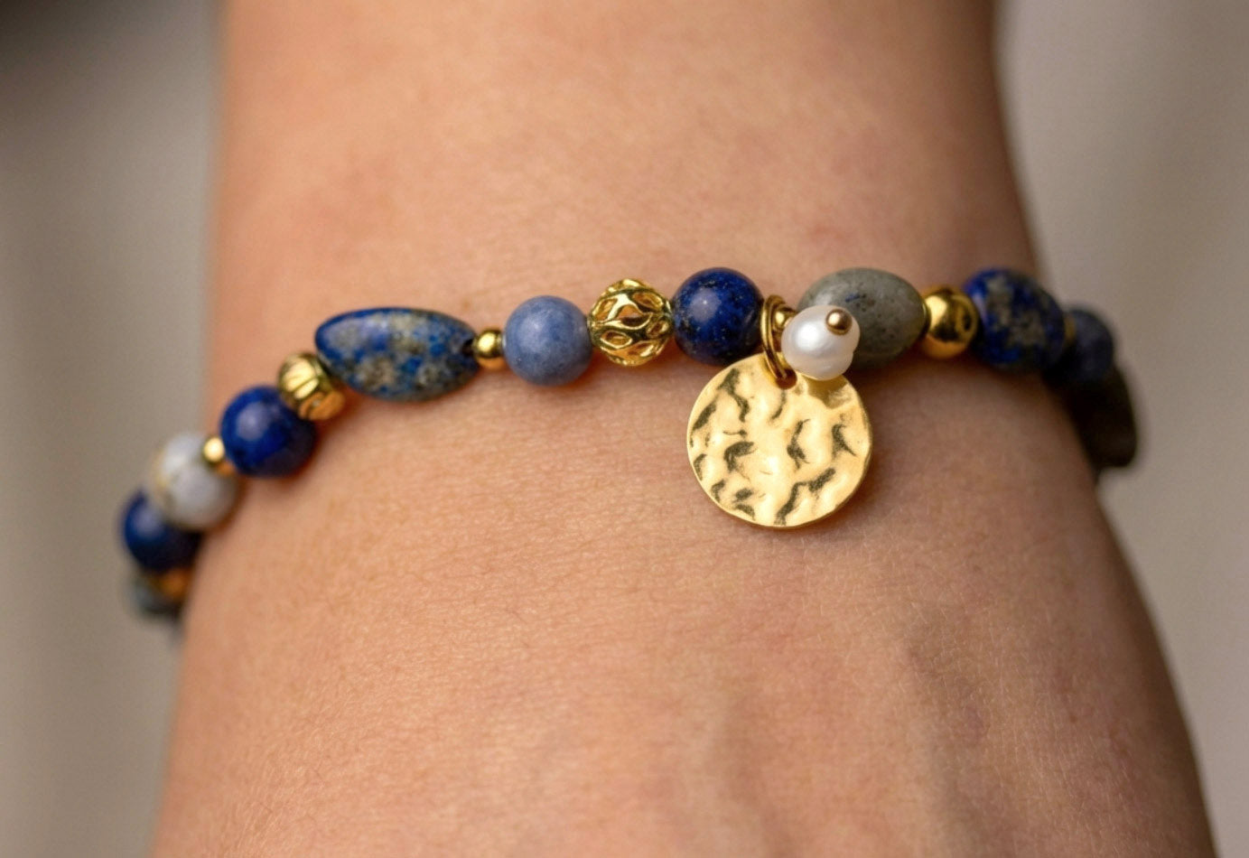Lapislazuli · Sodalith Naturstein Armband – Handgefertigtes Perlenarmband