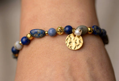 Lapislazuli · Sodalith Naturstein Armband – Handgefertigtes Perlenarmband