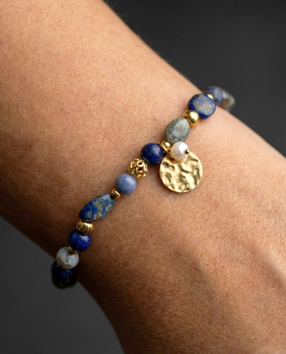Lapislazuli · Sodalith Naturstein Armband – Handgefertigtes Perlenarmband