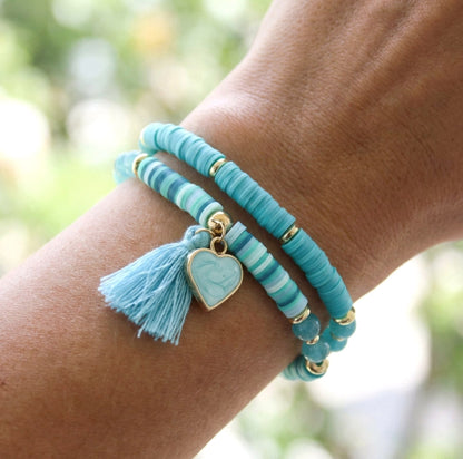 Türkis-Blaues Doppelarmband – Katsuki Perlenarmband mit Natursteinen | Handgefertigt