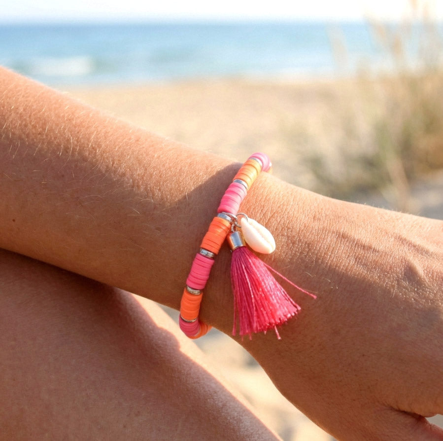 Muschel & Quaste Katsuki Armband mit Natursteinen – Handgemachtes Sommerarmband