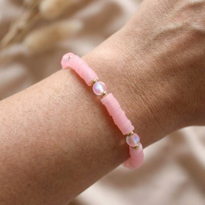 Rosa Katsuki Perlenarmband mit Natursteinen – Handgefertigtes zartes Armband