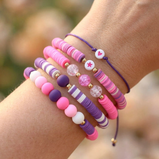 Lila-Pink Katsuki Armbandset – 5-teiliges Mix & Match Set