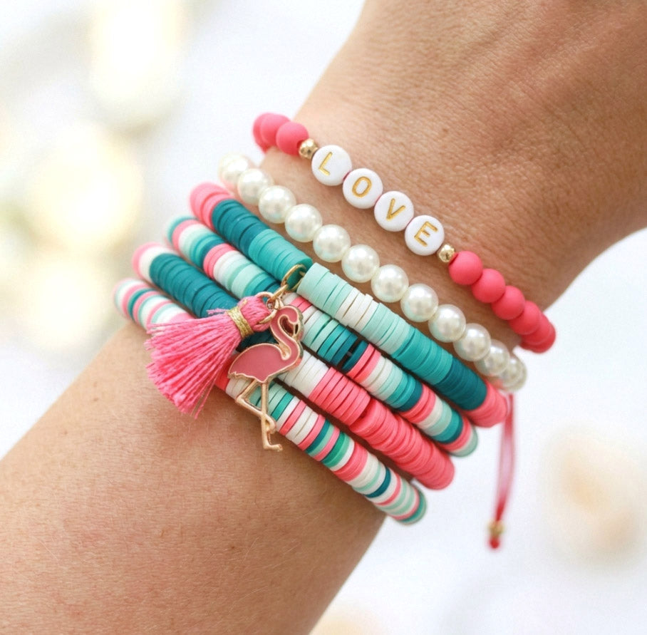 Flamingo Dream – 5-teiliges Sommer Katsuki Armbandset