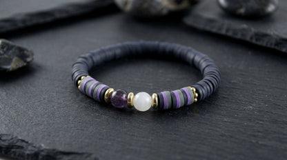 Amethyst-Quarz-Tigerauge Freundschaftsarmband – Katsuki Naturstein Armband | Handmade