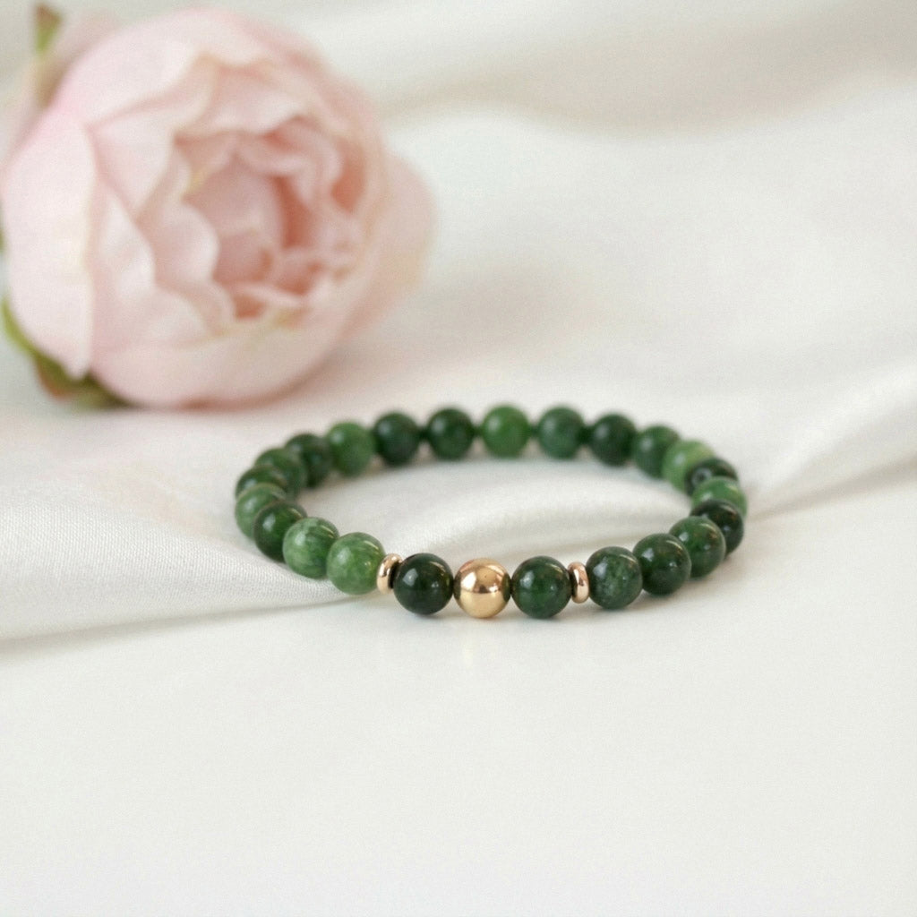 Grünes Jade Natursteinarmband – Handgefertigtes Perlenarmband