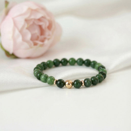 Grünes Jade Natursteinarmband – Handgefertigtes Perlenarmband