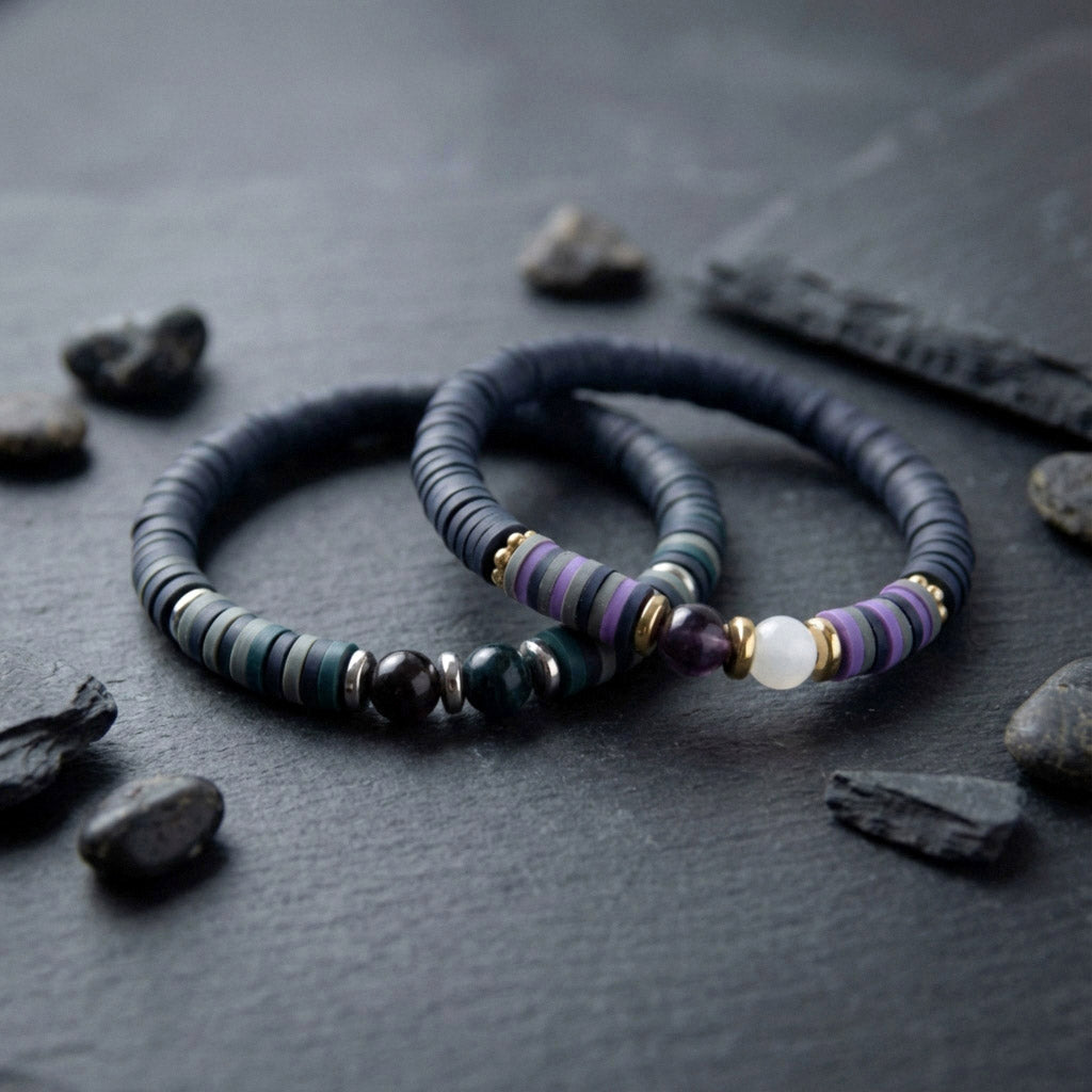 Amethyst-Quarz-Tigerauge Freundschaftsarmband – Katsuki Naturstein Armband | Handmade