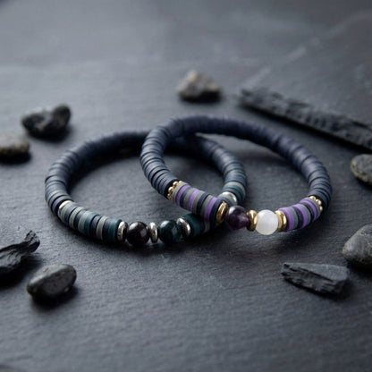 Amethyst-Quarz-Tigerauge Freundschaftsarmband – Katsuki Naturstein Armband | Handmade
