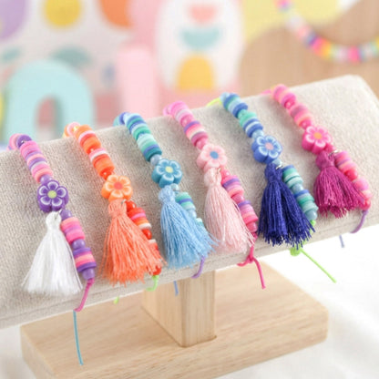 Kinder Blumen Katsuki Armband mit Quaste – Süßes Handgefertigtes Geschenkset