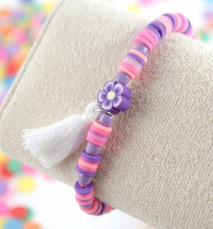 Kinder Blumen Katsuki Armband mit Quaste – Süßes Handgefertigtes Geschenkset