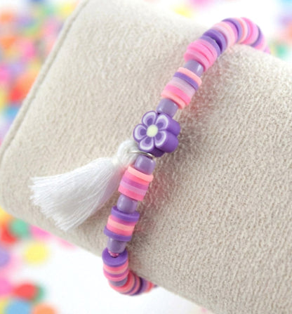 Kinder Blumen Katsuki Armband mit Quaste – Süßes Handgefertigtes Geschenkset