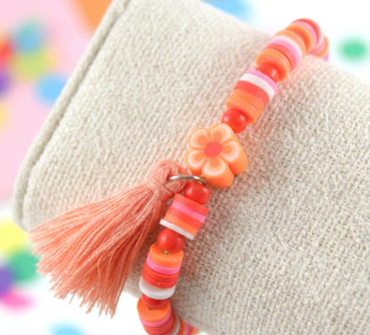 Kinder Blumen Katsuki Armband mit Quaste – Süßes Handgefertigtes Geschenkset