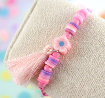 Kinder Blumen Katsuki Armband mit Quaste – Süßes Handgefertigtes Geschenkset