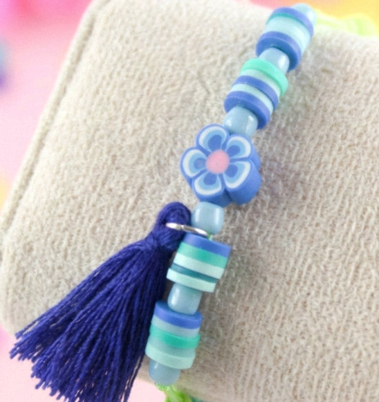 Kinder Blumen Katsuki Armband mit Quaste – Süßes Handgefertigtes Geschenkset