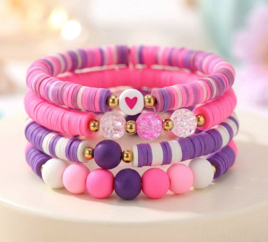 Lila-Pink Katsuki Armbandset – 5-teiliges Mix & Match Set