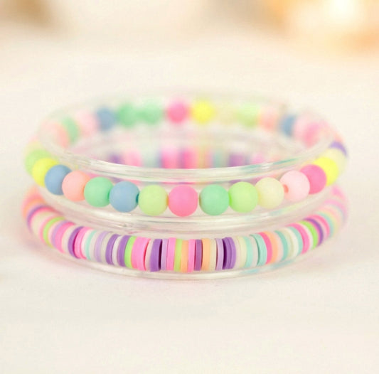 Pastell Katsuki Armbandset – 2-teilig | Handgefertigte Polymer Clay Armbänder