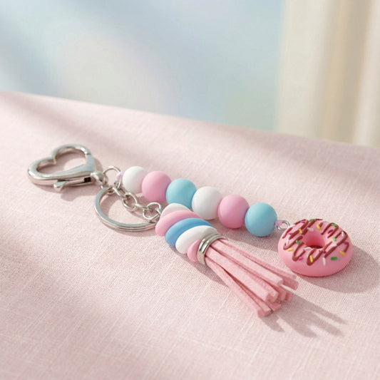 Happy MarshyDonut – Handgefertigter Perlen-Schlüsselanhänger