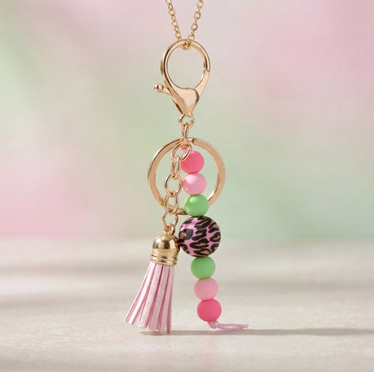 Happy Leo – Handgefertigter Perlen-Schlüsselanhänger mit Quaste