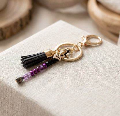 Perlen-Schlüsselanhänger Lila-Schwarz - Nymera