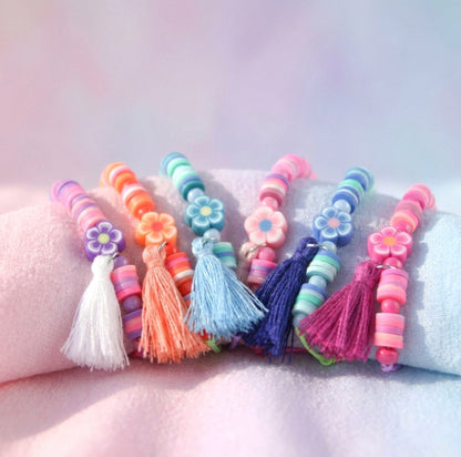 Kinder Blumen Katsuki Armband mit Quaste – Süßes Handgefertigtes Geschenkset